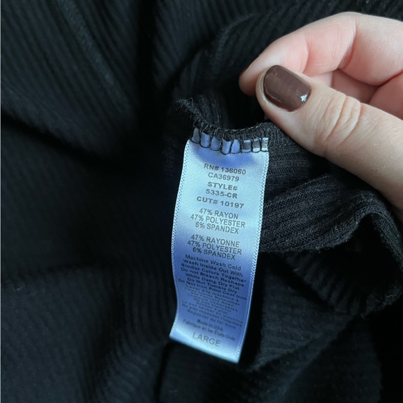 Project Social T Cropped Black Rib Knit Button Up Long Sleeve Cardigan Top - Picture 4 of 7